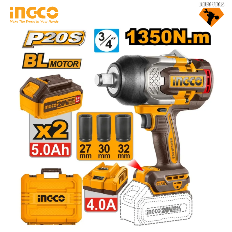 CLÉ À CHOCS SANS FIL 1350 N.M INGCO CIWLI20135