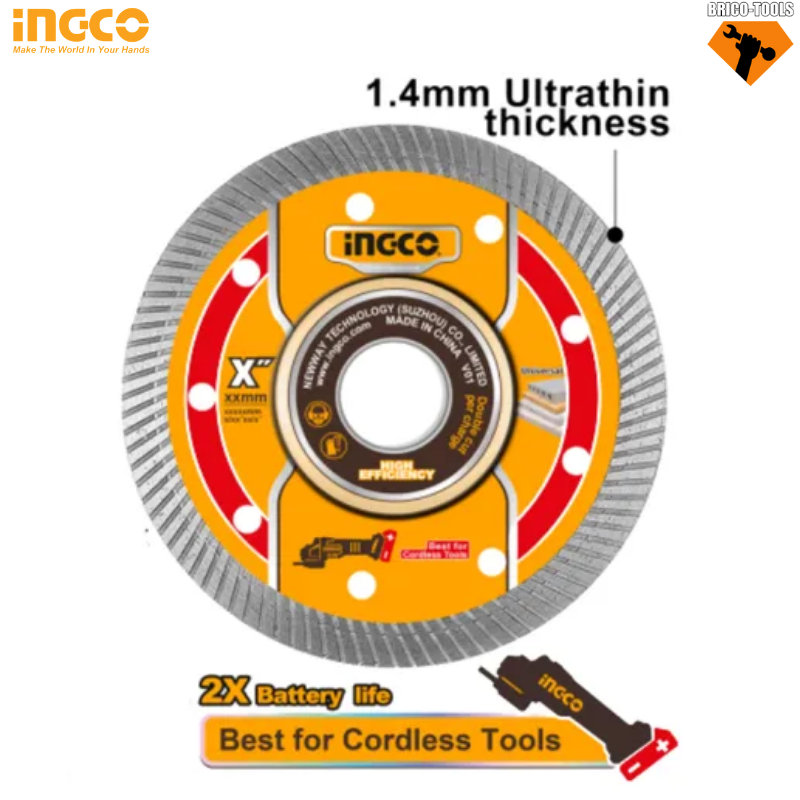 DISQUE DIAMANT INGCO ULTRA-FIN 115 MM - ALÉSAGE 22,2 MM DMD051151