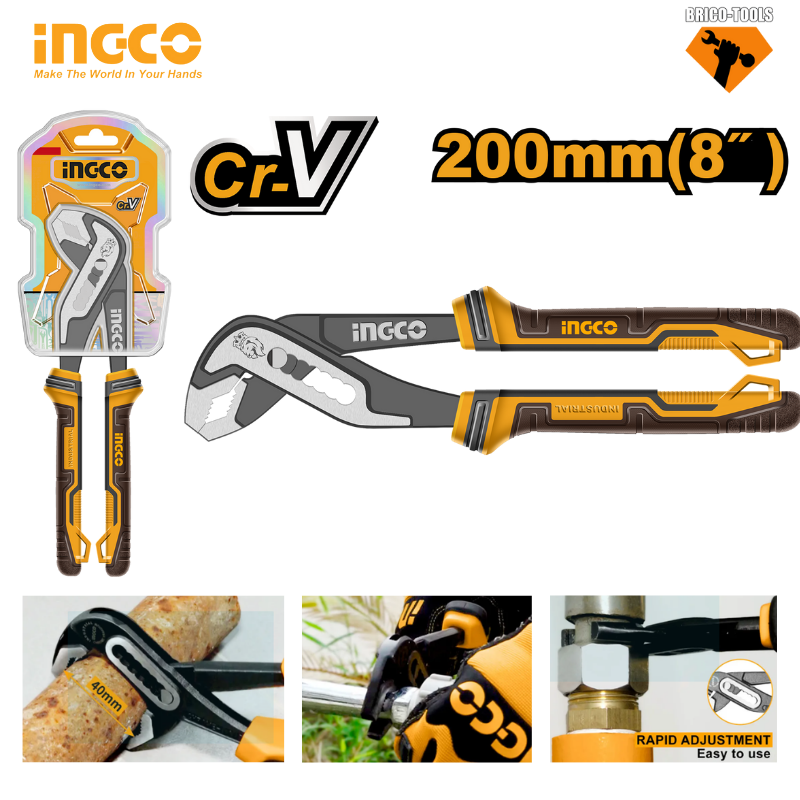 INGCO 8" CR-V PUMP PLIERS HPP25208