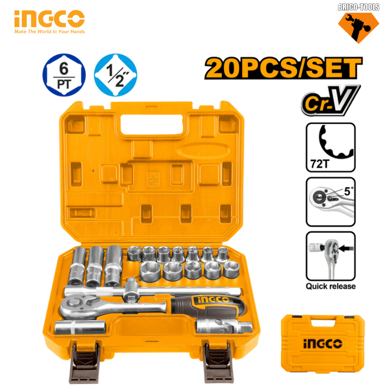 JEU DE DOUILLES 20PCS INGCO HKTS12201