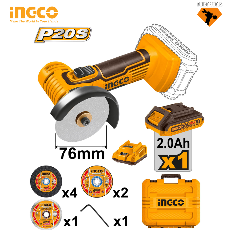 MINI MEULE A DISQUE 20V INGCO CAGLI76012