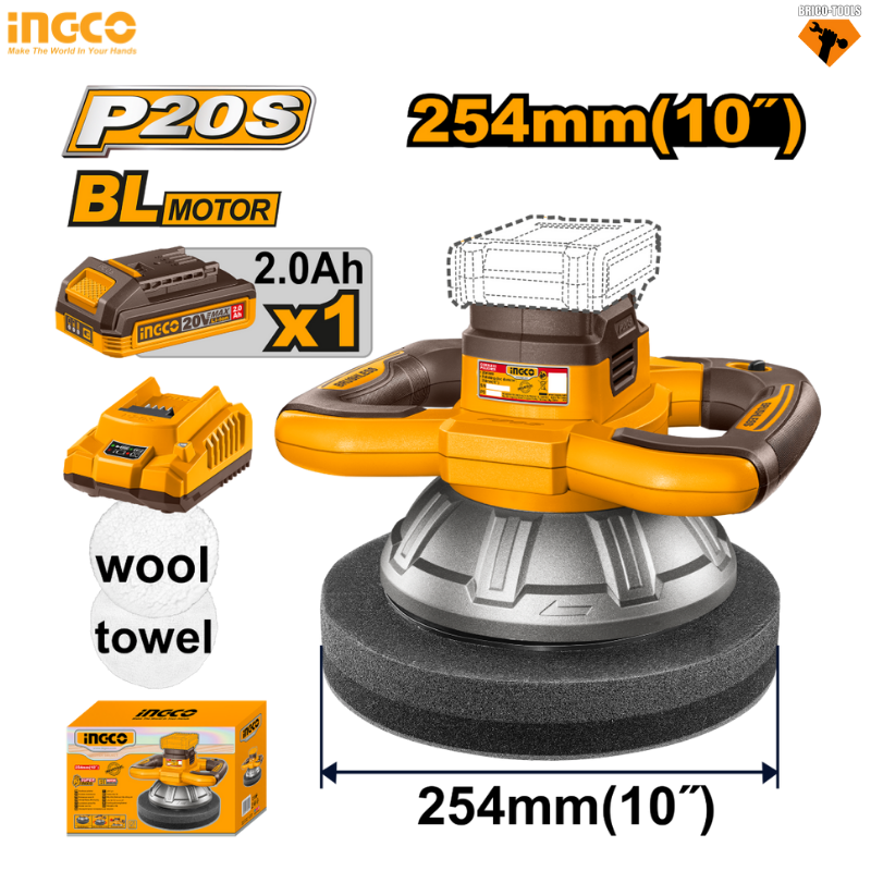 POLISSEUSE SANS FIL INGCO 20 V COPLI2025481