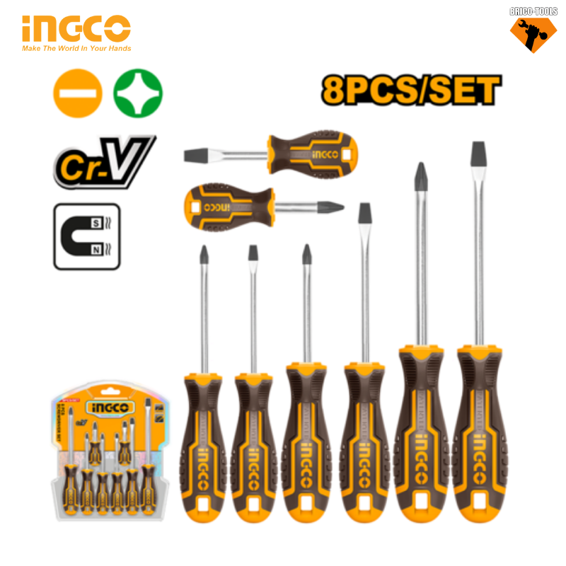 SCREWDRIVER SET 8 PCS INGCO HKSD0828