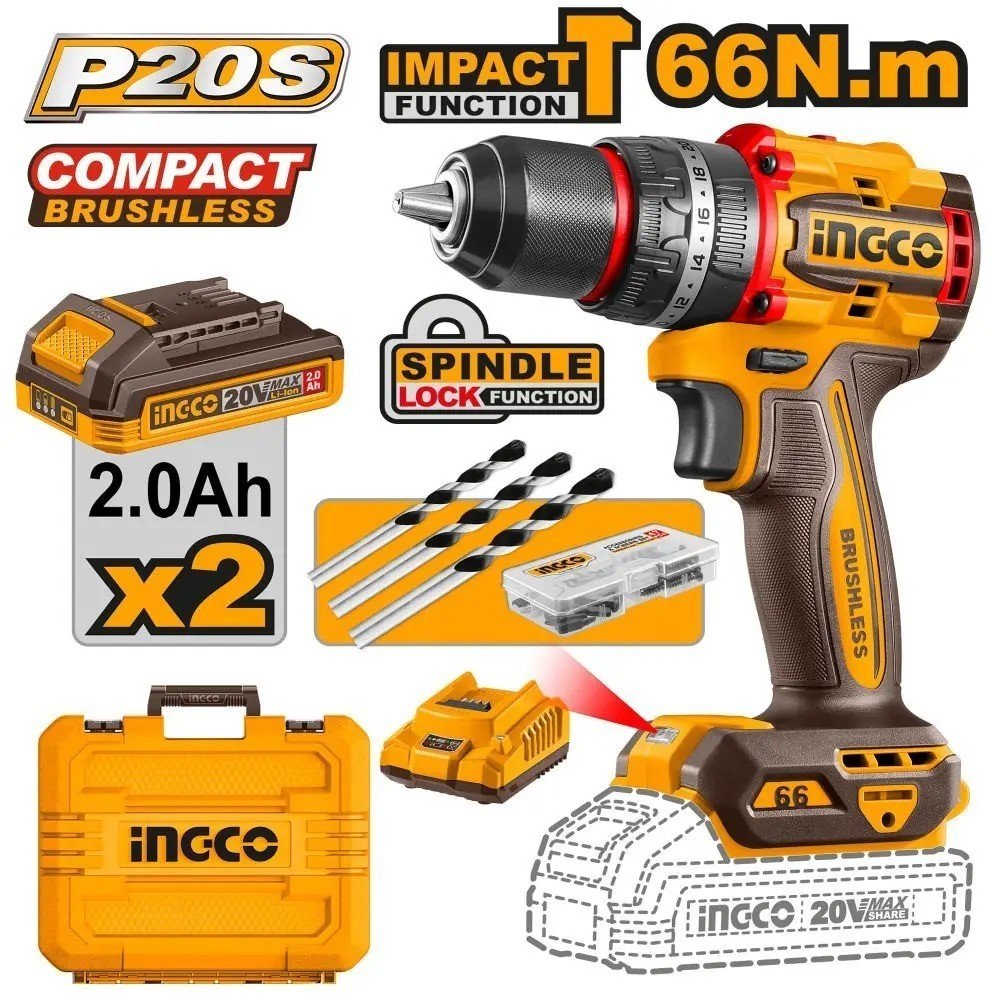 PERCEUSE À PERCUSSION SANS FIL COMPACTE 16V 66N.M INGCO DE 10 MM CIDLI166062