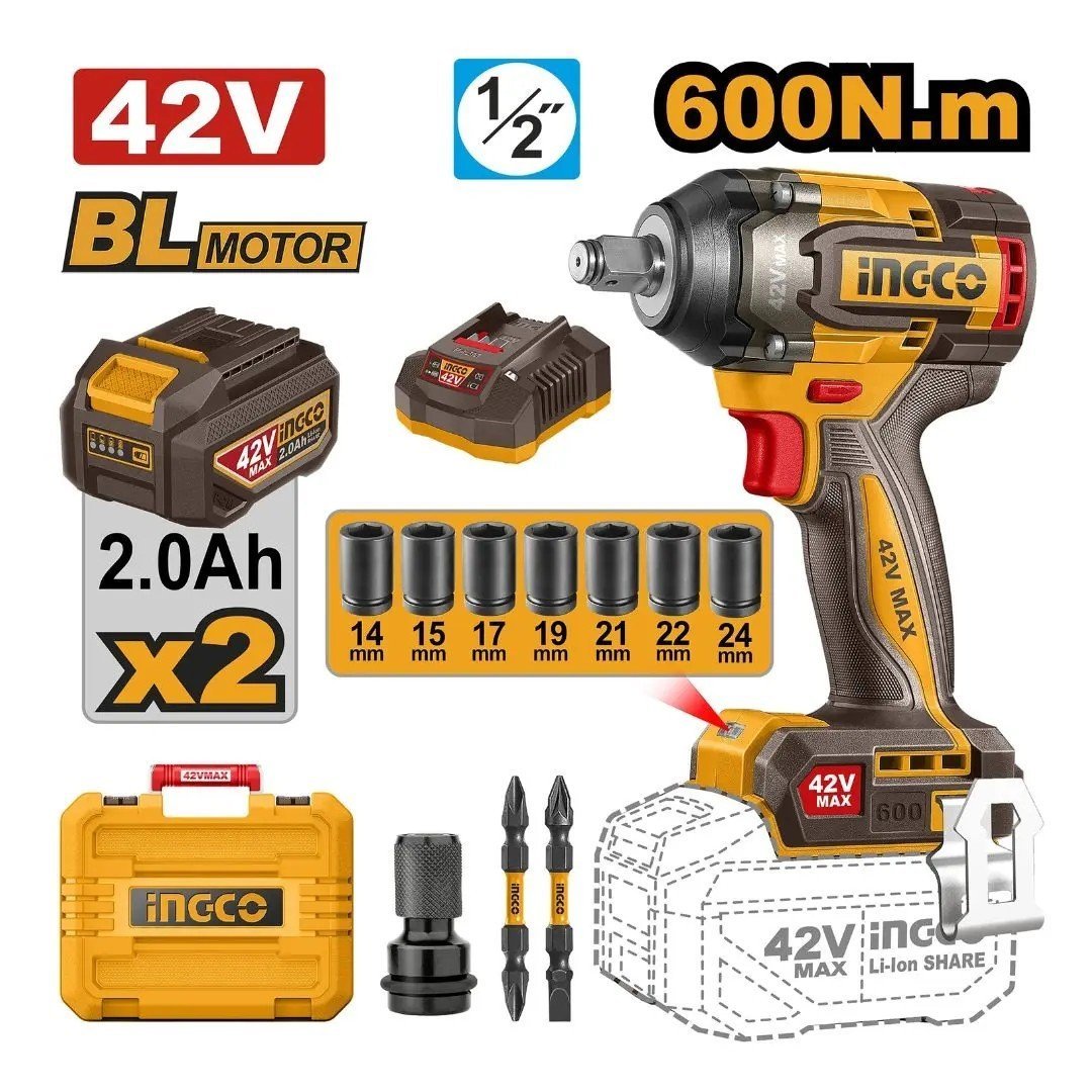 CLÉ À CHOC SANS FIL 42V INGCO CIWLI42602