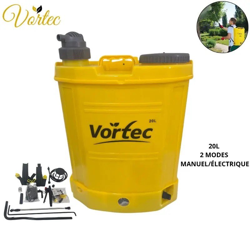 PULVÉRISATEUR 2EN1 12V 20L KNAPSACK 2 MODES MANUEL ET ÉLECTRIQUE VORTEC 1 PULVÉRISATEUR 2EN1 12V 20L KNAPSACK 2 MODES MANUEL ET ÉLECTRIQUE VORTEC
