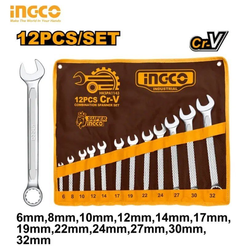 12 PCS COMBINATION SPANNER WRENCH SET 6-32MM HKSPA1143 1 12 PCS COMBINATION SPANNER WRENCH SET 6-32MM HKSPA1143
