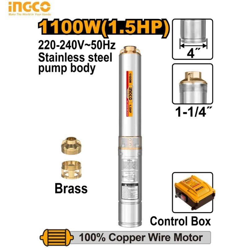 POMPE IMMERGÉE DE PUITS PROFOND DE 4" 110W/1.5HP INGCO DWP1100621 1 POMPE IMMERGÉE DE PUITS PROFOND DE 4" 110W/1.5HP INGCO DWP1100621