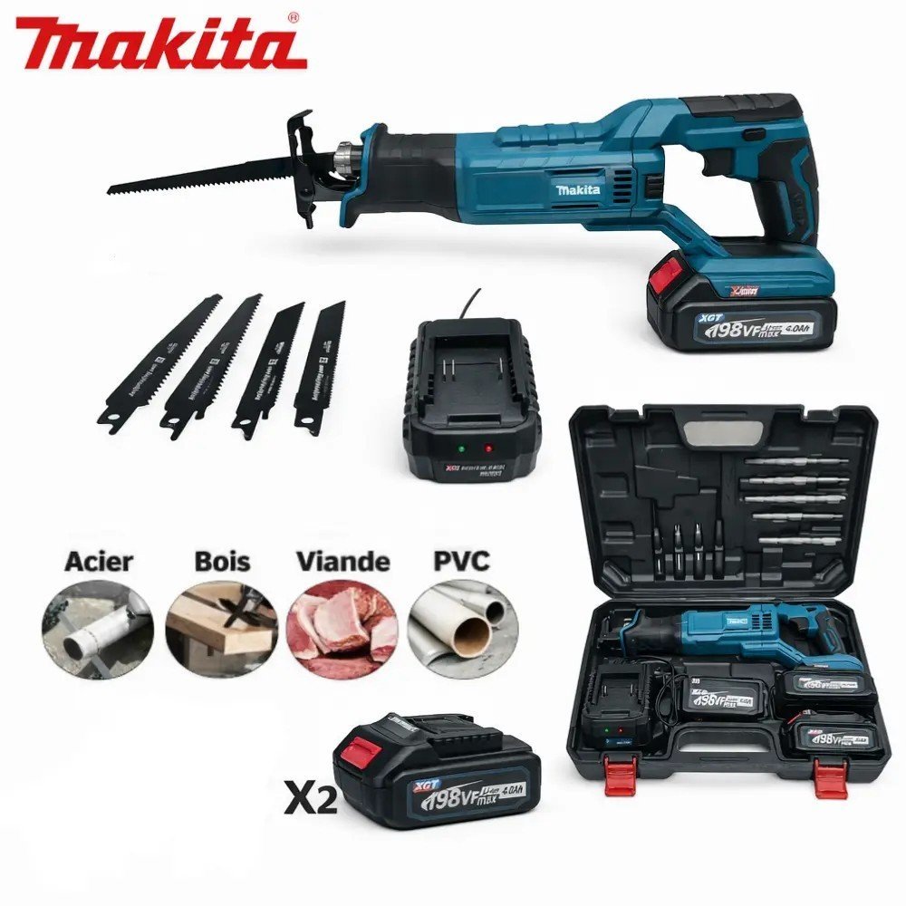 SCIE A SABER MAKITA AVEC 2 BATTEIRE 198V 1 SCIE A SABER MAKITA AVEC 2 BATTEIRE 198V