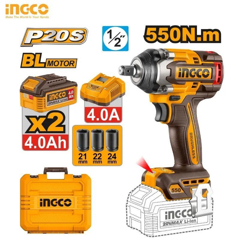 CLÉ À CHOC SANS FIL 550N.M INGCO CIWLI2055 1 CLÉ À CHOC SANS FIL 550N.M INGCO CIWLI2055