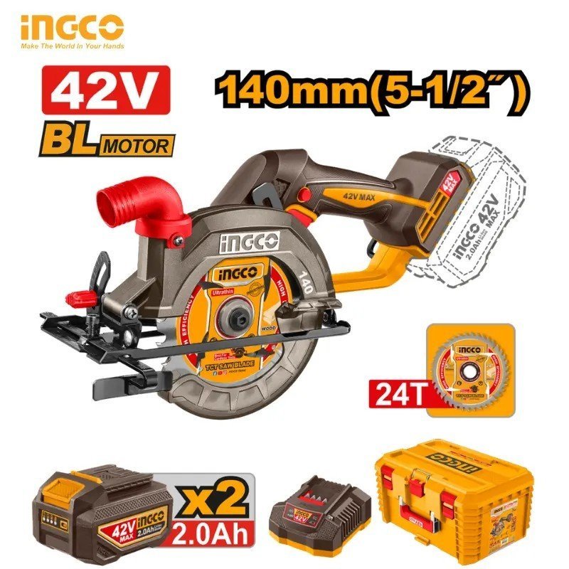 SCIE CIRCULAIRE SANS FIL 42V – 140 MM INGCO CSLI4214012 1 SCIE CIRCULAIRE SANS FIL 42V – 140 MM INGCO CSLI4214012