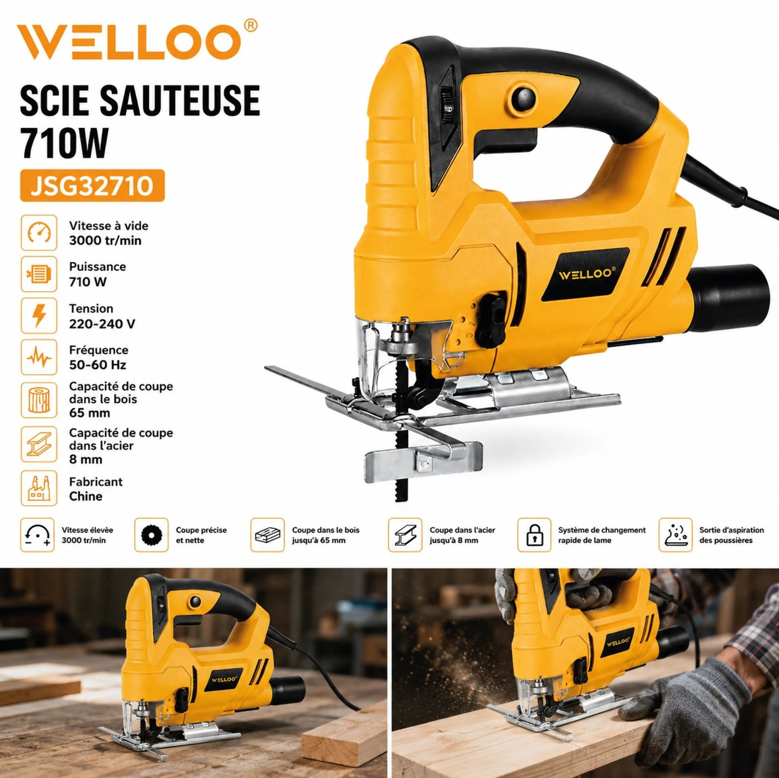 SCIE SAUTEUSE 710W WELLO 1 SCIE SAUTEUSE 710W WELLO