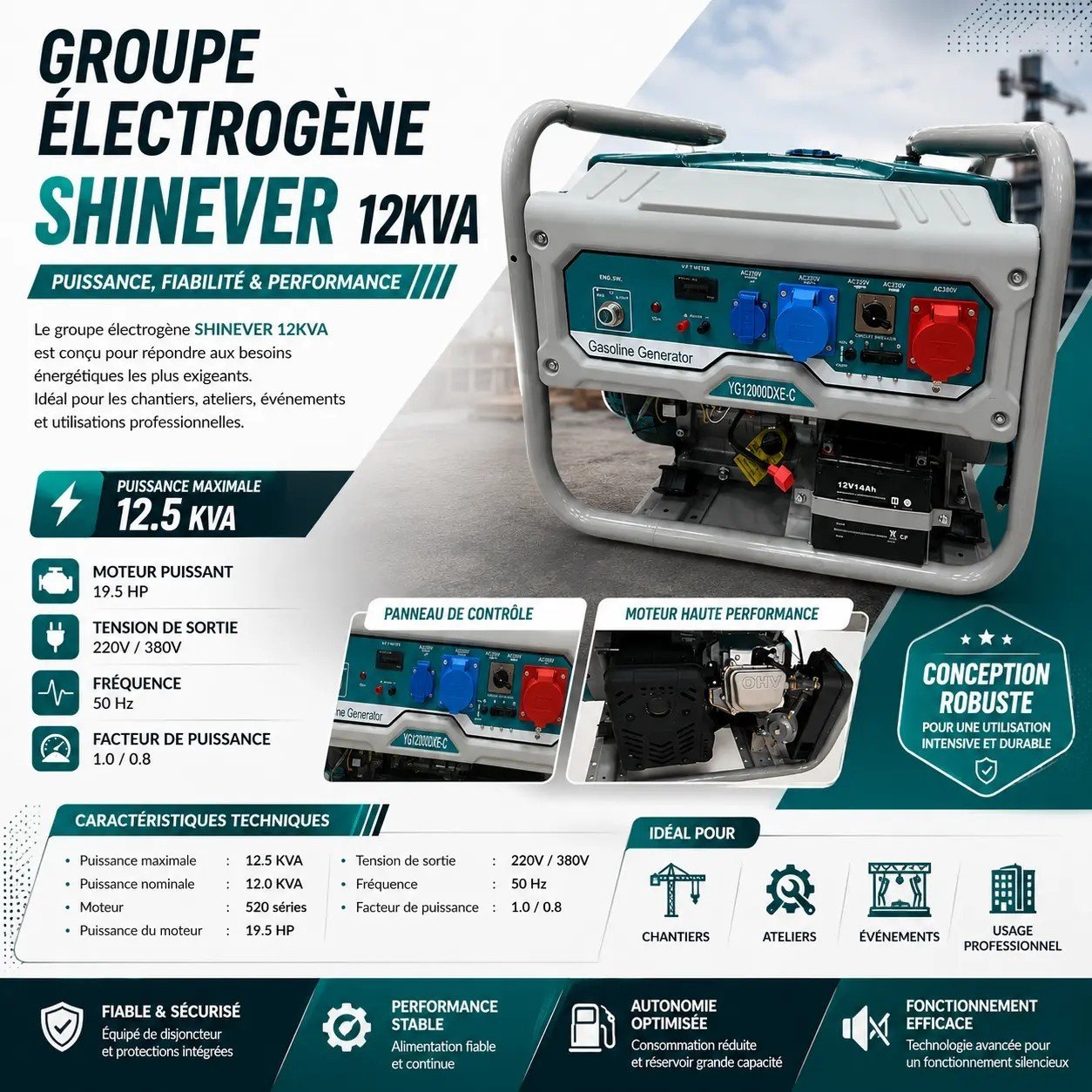GROUPE ELECTROGENE SHINEVER 12KVA 1 GROUPE ELECTROGENE SHINEVER 12KVA