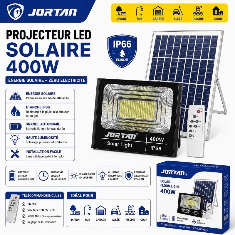 PROJECTEUR LED SOLAIRE 400W