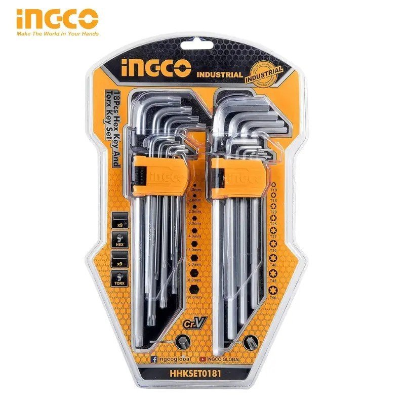 ENSEMBLE D'OUTILS HEX KEY AND TORX KEY SET INGCO HHKSET0181 1 ENSEMBLE D'OUTILS HEX KEY AND TORX KEY SET INGCO HHKSET0181