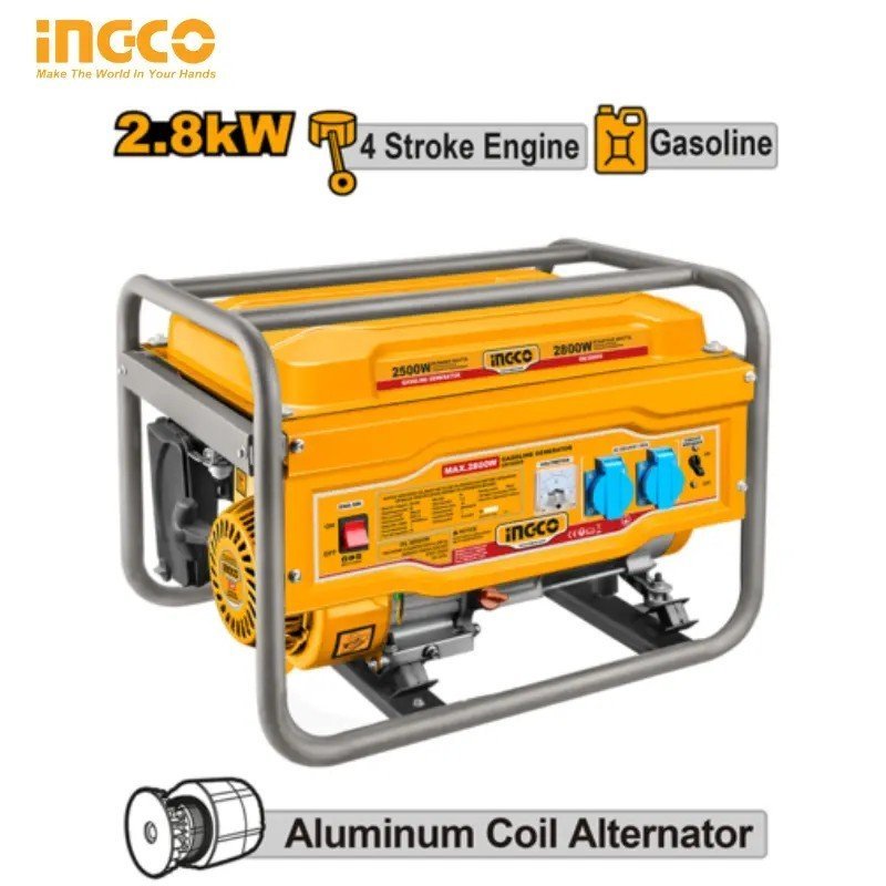 GROUPE ÉLECTROGÈNE À ESSENCE 2,8 KW INGCO GE30005 1 GROUPE ÉLECTROGÈNE À ESSENCE 2,8 KW INGCO GE30005