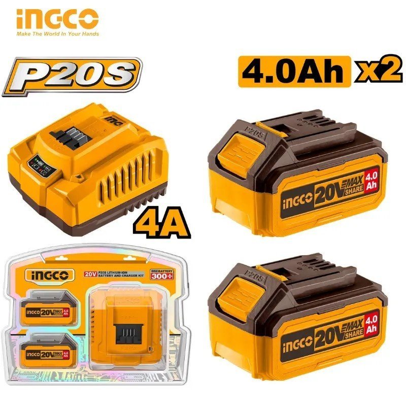 KIT 2 BATTERIE ET CHARGEUR LITHIUM-ION P20S INGCO FBCPK1424 1 KIT 2 BATTERIE ET CHARGEUR LITHIUM-ION P20S INGCO FBCPK1424