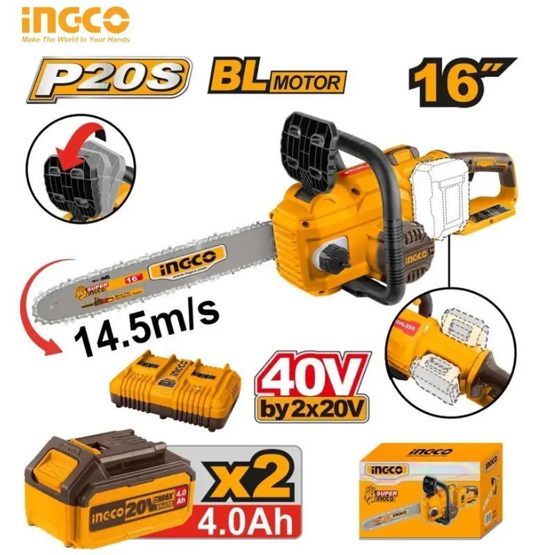 LITHIUM-ION CHAIN SAW 40V 16 POUSE INGCO CGSLI401682 1 LITHIUM-ION CHAIN SAW 40V 16 POUSE INGCO CGSLI401682