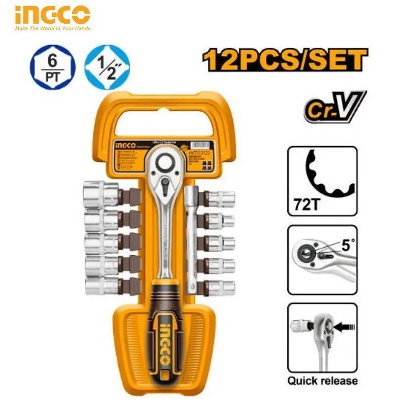 JEU DE 12 DOUILLES 1/2" INGCO HKTS12122 1 JEU DE 12 DOUILLES 1/2" INGCO HKTS12122