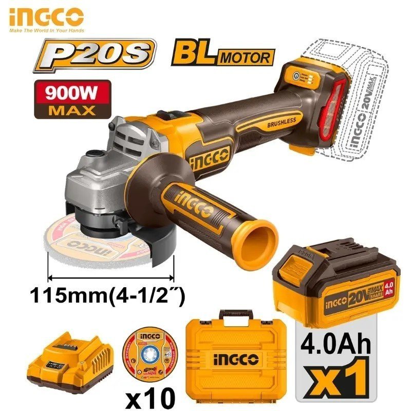 MEULE A DISQUE 20V 4.0AH BRUSHLESS INGCO CAGLI211541 1 MEULE A DISQUE 20V 4.0AH BRUSHLESS INGCO CAGLI211541