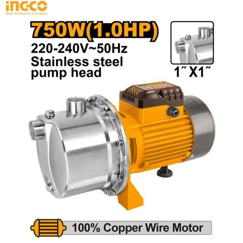POMPE A EAU 1HP INOX INGCO JPS075082 1 POMPE A EAU 1HP INOX INGCO JPS075082