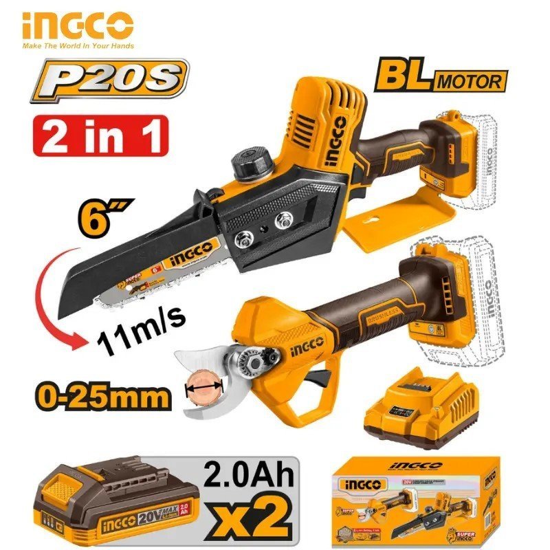 SECATEUR ET TRONCONNEUSE 20V INGCO COSLI240306 1 SECATEUR ET TRONCONNEUSE 20V INGCO COSLI240306