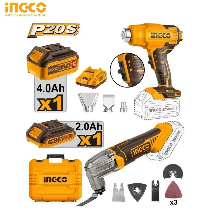 PACK 2PCS INGCO DECAPEUR + MELTI FONCTION COSLI230703 1 PACK 2PCS INGCO DECAPEUR + MELTI FONCTION COSLI230703