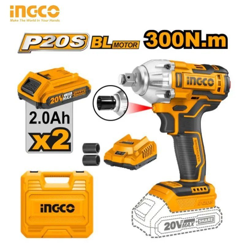 CLE A CHOC 20V 2.AH 300N.M BRUSHLESS INGCO CIWLI2038 1 CLE A CHOC 20V 2.AH 300N.M BRUSHLESS INGCO CIWLI2038