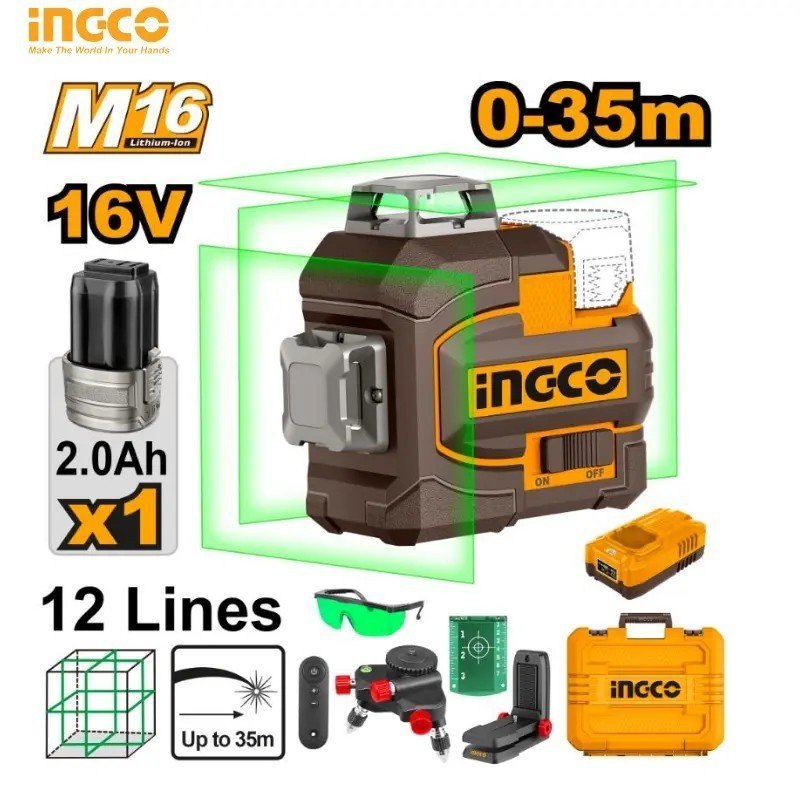 NIVEAU LASER 3D SANS FIL INGCO 12L HLL301201 1 NIVEAU LASER 3D SANS FIL INGCO 12L HLL301201