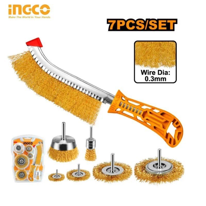 7PCS WIRE BRUSH SET INGCO WB10071 1 7PCS WIRE BRUSH SET INGCO WB10071