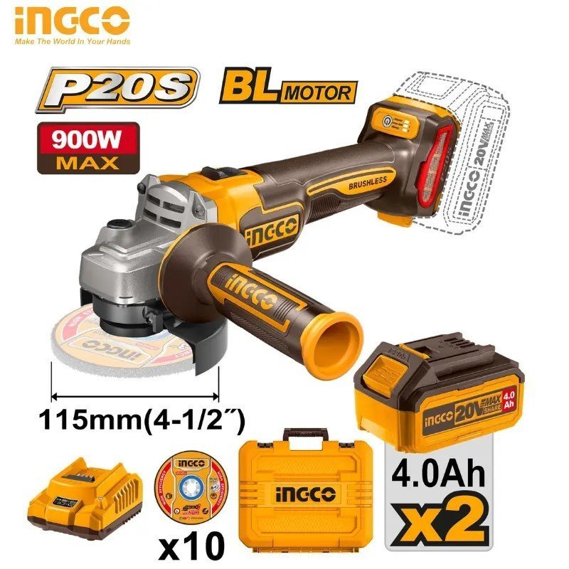 MEULE A DISQUE 20V 4.0AH BRUSHLESS INGCO CAGLI211542 1 MEULE A DISQUE 20V 4.0AH BRUSHLESS INGCO CAGLI211542