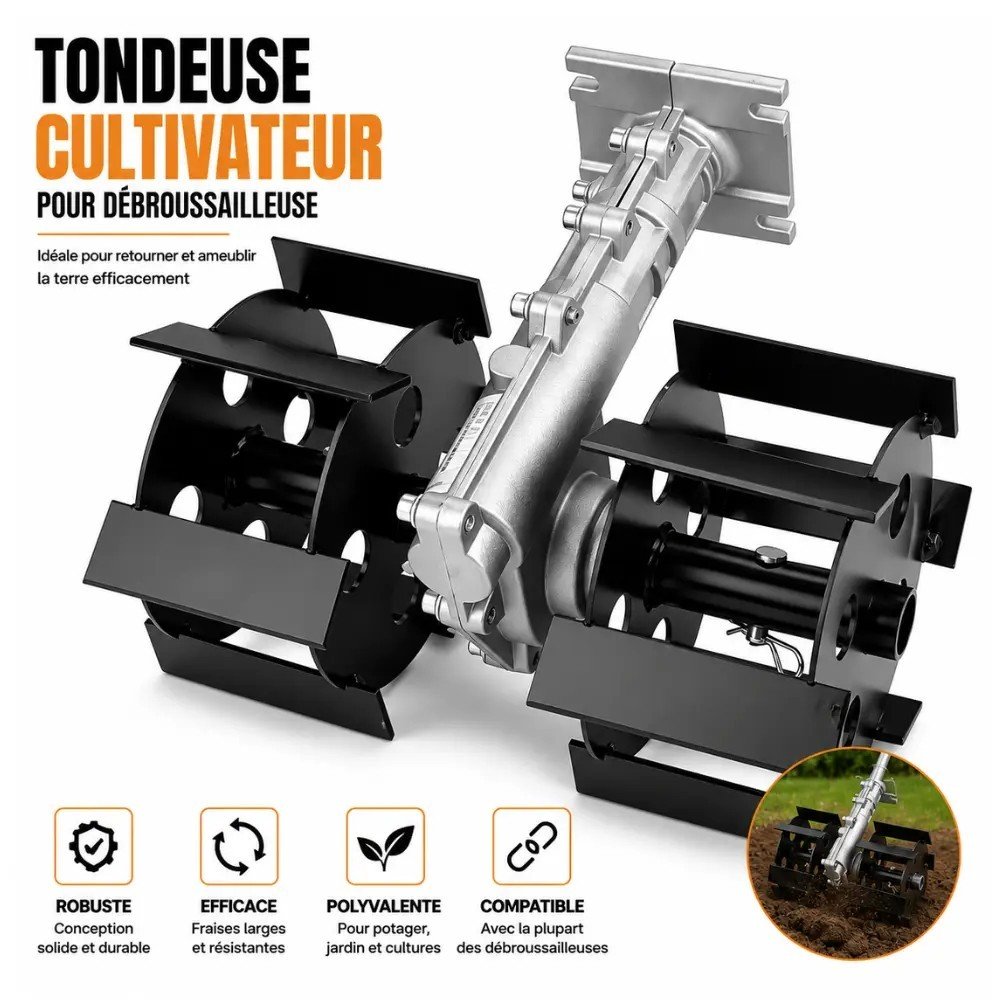 TONDEUSE CULTIVATEUR POUR DEBROUSSAILLEUSE 1 TONDEUSE CULTIVATEUR POUR DEBROUSSAILLEUSE