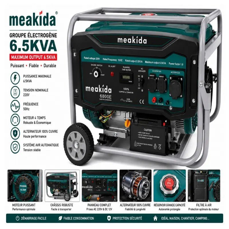GROUPE ÉLECTROGÈNE MEAKIDA 6.5KVA